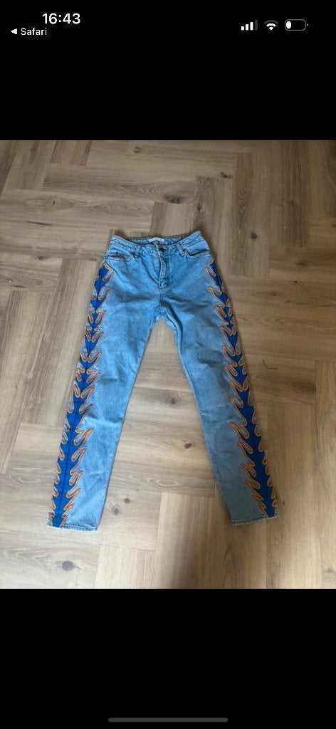 Leuke vlammen jeans sandro, Verzenden, Zo goed als nieuw, Blauw, W28 - W29 (confectie 36)