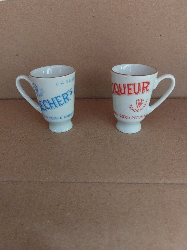 set vintage Becher's Liqueur shotglaasjes, van porselein, Ophalen, Zo goed als nieuw, Overige typen