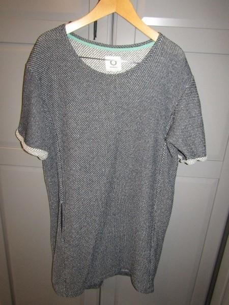 G829 Essenza mt XXL jurk tuniek donkerblauw wit gemêleerd, Maat 46/48 (XL) of groter, Zo goed als nieuw, Knielengte, Essenza