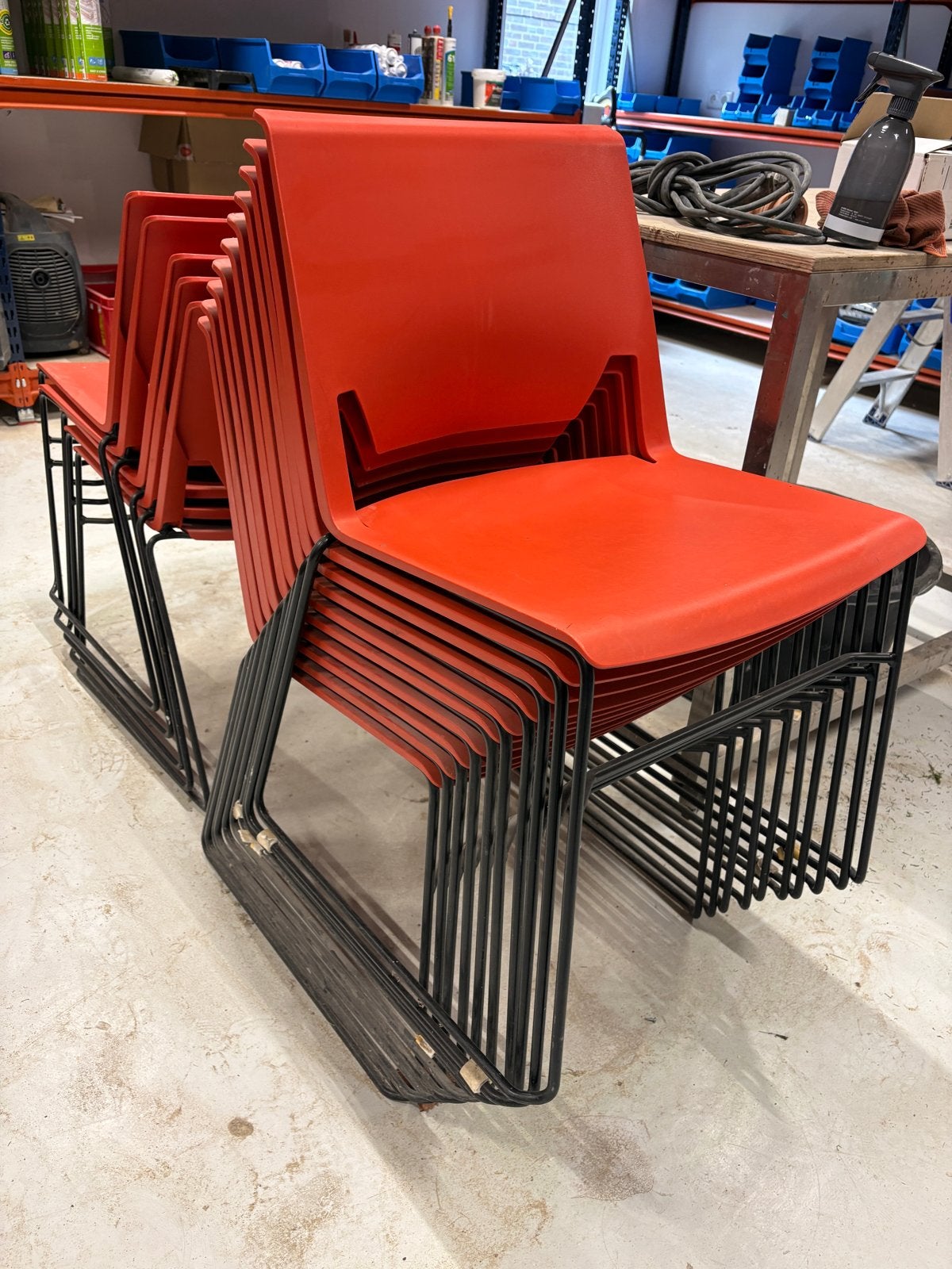 Oranje Kantinestoelen - Nieuw en Gebruikt, Ophalen, Kunststof, Overige kleuren, Zo goed als nieuw