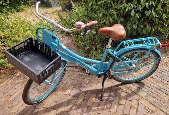 Nogan N3 Cargo 24 inch turkooise meidenfiets met krat!, Terugtraprem, 53 tot 56 cm, Zo goed als nieuw, Ophalen
