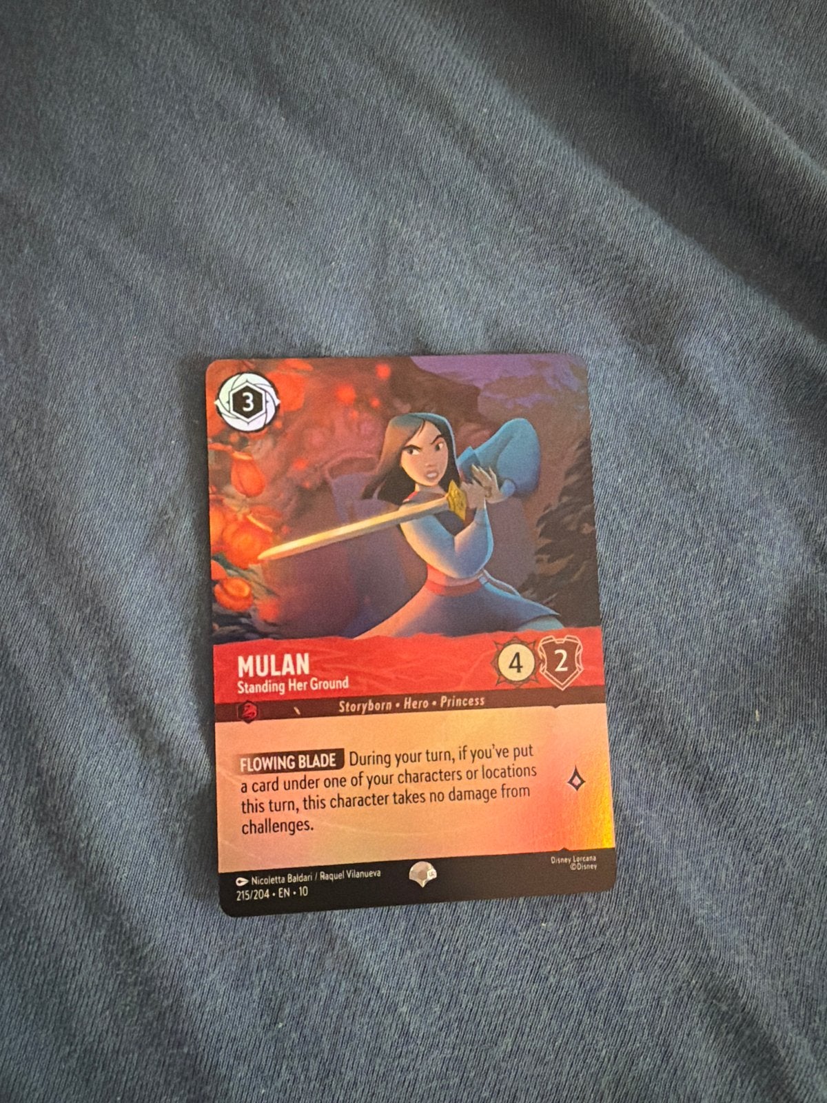 Disney Lorcana Mulan: Standing Her Ground (215/204), Ophalen of Verzenden, Zo goed als nieuw, Losse kaart