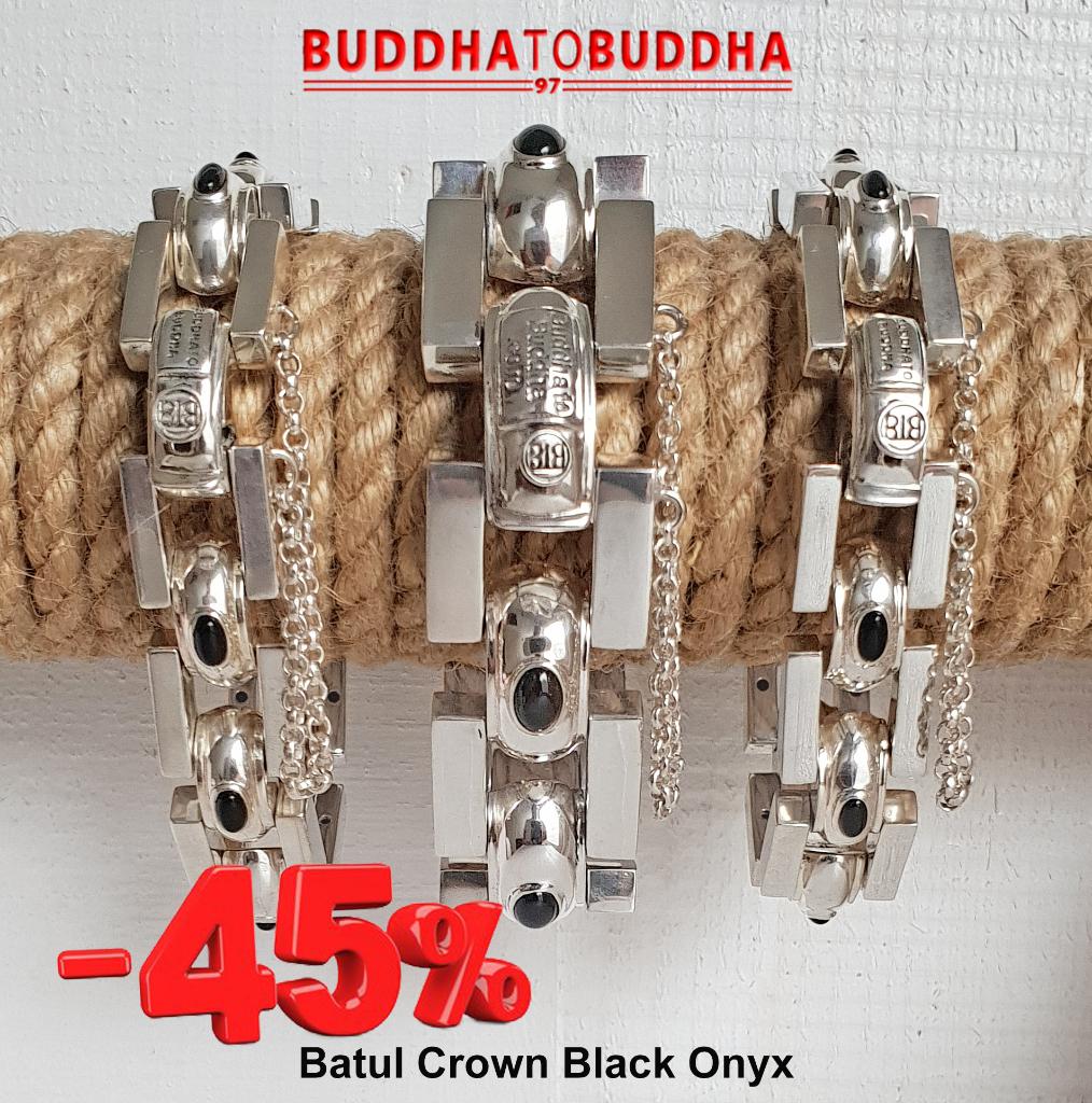 BUDDHA TO BUDDHA Batul Crown Black onyx armbanden KORTING!, Ophalen of Verzenden, Nieuw, Zilver, Zilver