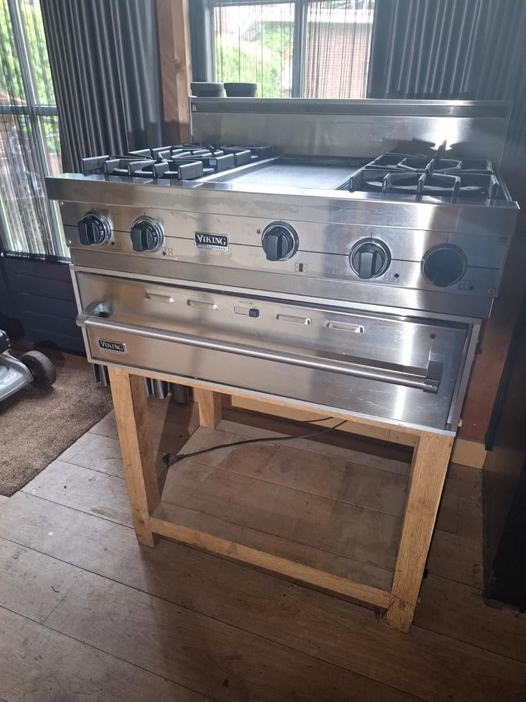 Viking professional fornuis en warmhoudlade., Witgoed en Apparatuur, Ophalen, 60 cm of meer, Zo goed als nieuw, Gas