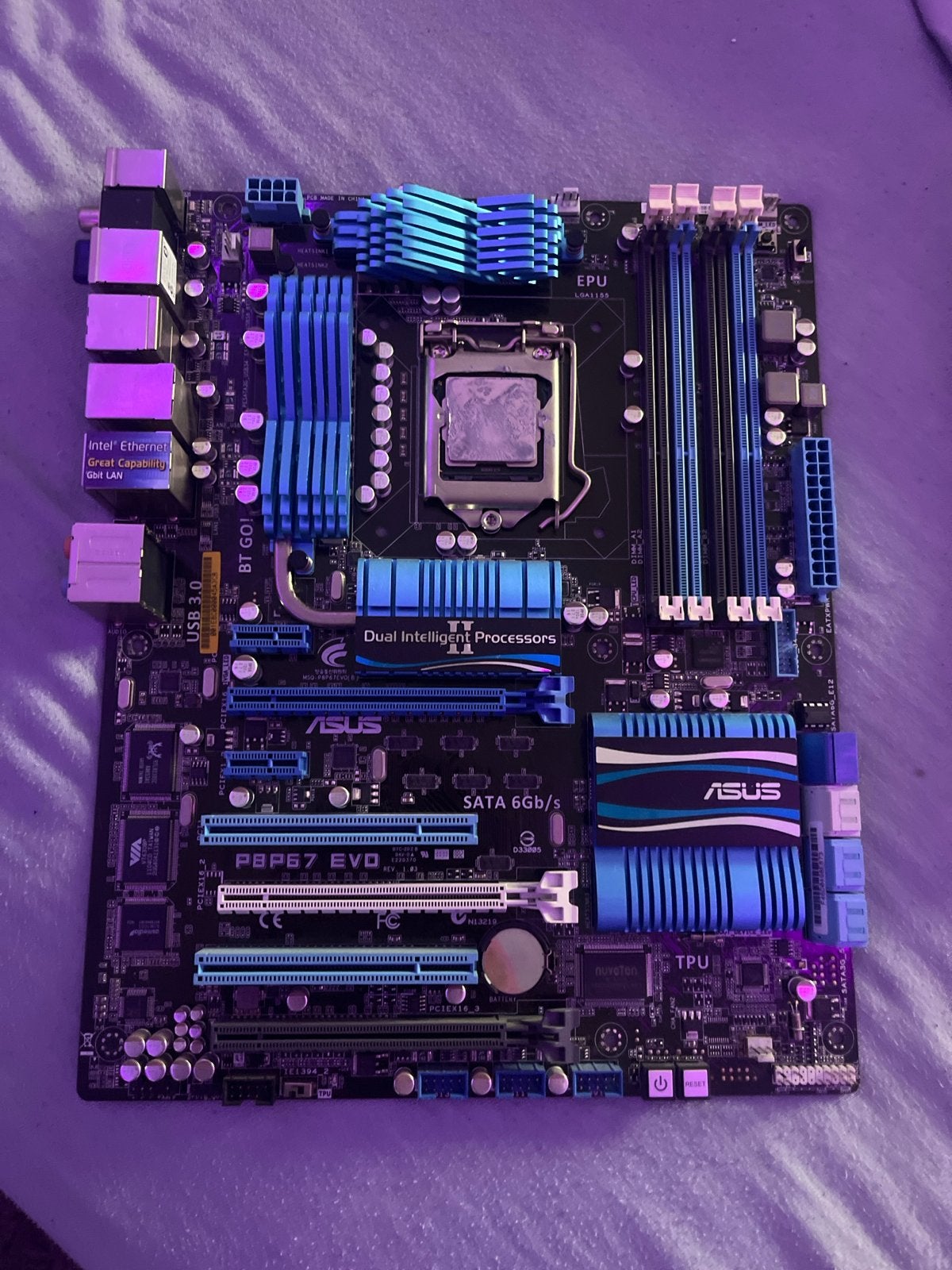 ASUS P8P67 EVO Moederbord met Intel i7 2600 en DDR3, Ophalen of Verzenden, Gebruikt, Intel, DDR3