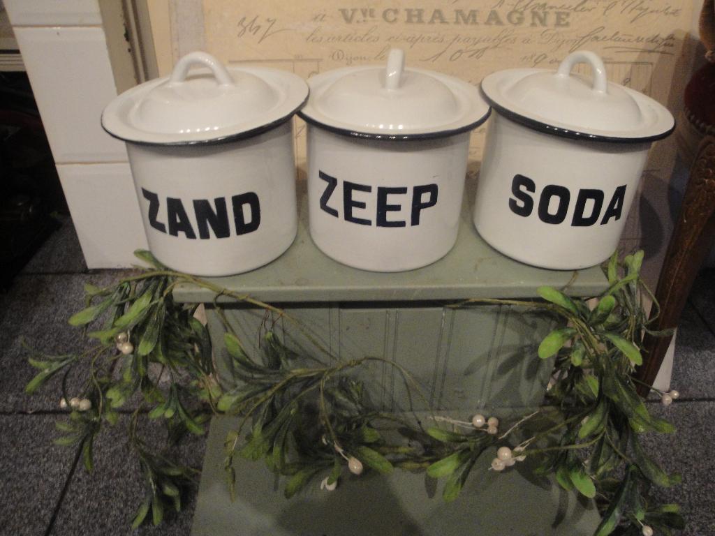 zand zeep soda bussen emaille, Ophalen of Verzenden