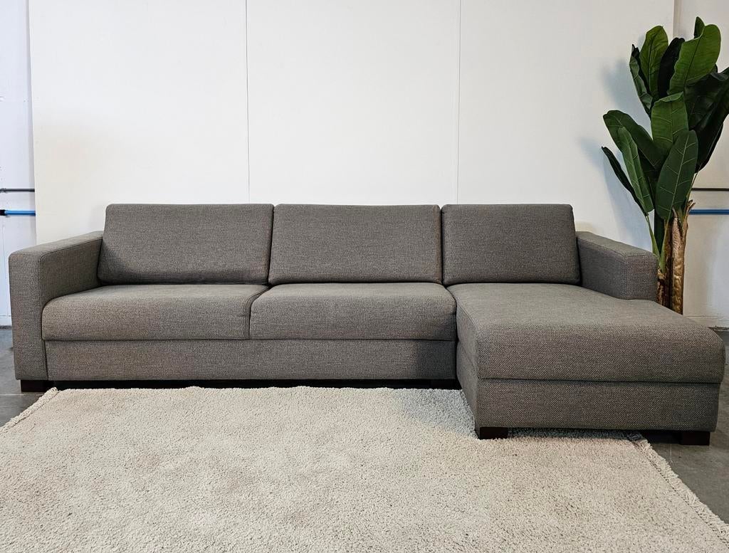 Hoekbank Met Lounge Grijs Stof - Professioneel Gereinigd, Ophalen of Verzenden, Tweelingenlaan 106, Stof, Nijhof Brothers Furniture
