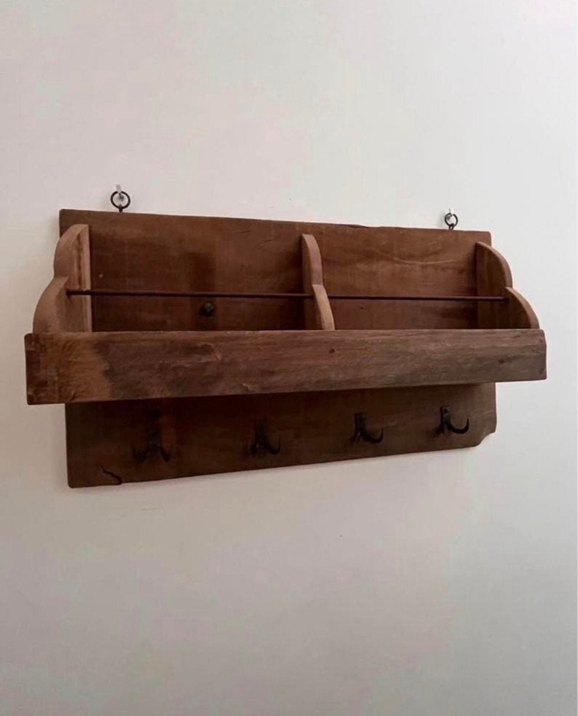 Landelijke wandkapstok met plank en haken, Gebruikt, Minder dan 100 cm, Hout, Ophalen