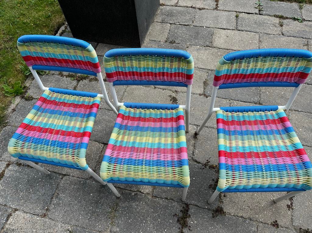 Set van 3 kleurrijke kinder tuinstoelen, Tuin en Terras, Tuinstoelen, Ophalen, Zo goed als nieuw, Kunststof, Inklapbaar