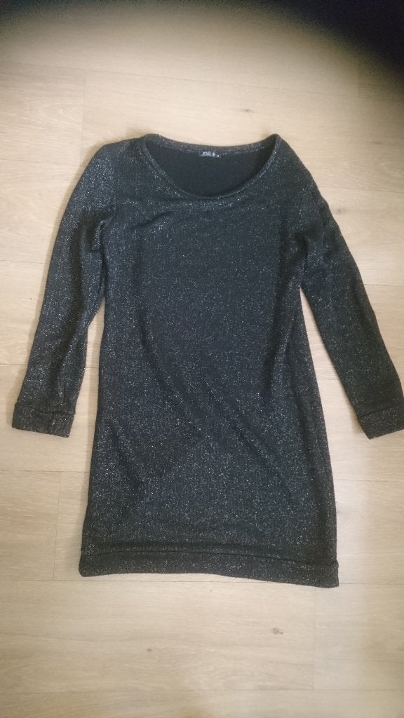 Zwarte jurk zwart jurkje warm zilver glitter pertutti maat M, Kleding | Dames, Jurken, Maat 38/40 (M), Pertutti, Zwart, Ophalen of Verzenden