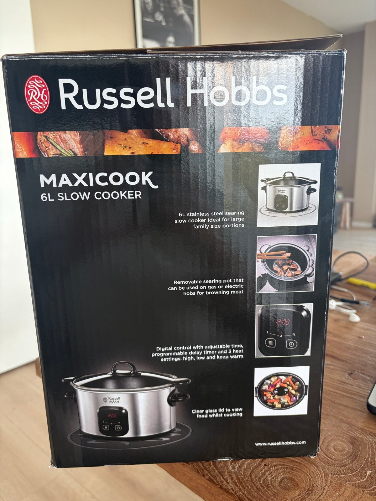 Russell Hobbs Maxicook 6L Slowcooker - Nieuw in doos, Witgoed en Apparatuur, 4 liter of meer, Ophalen of Verzenden, Nieuw, Uitneembare binnenpan