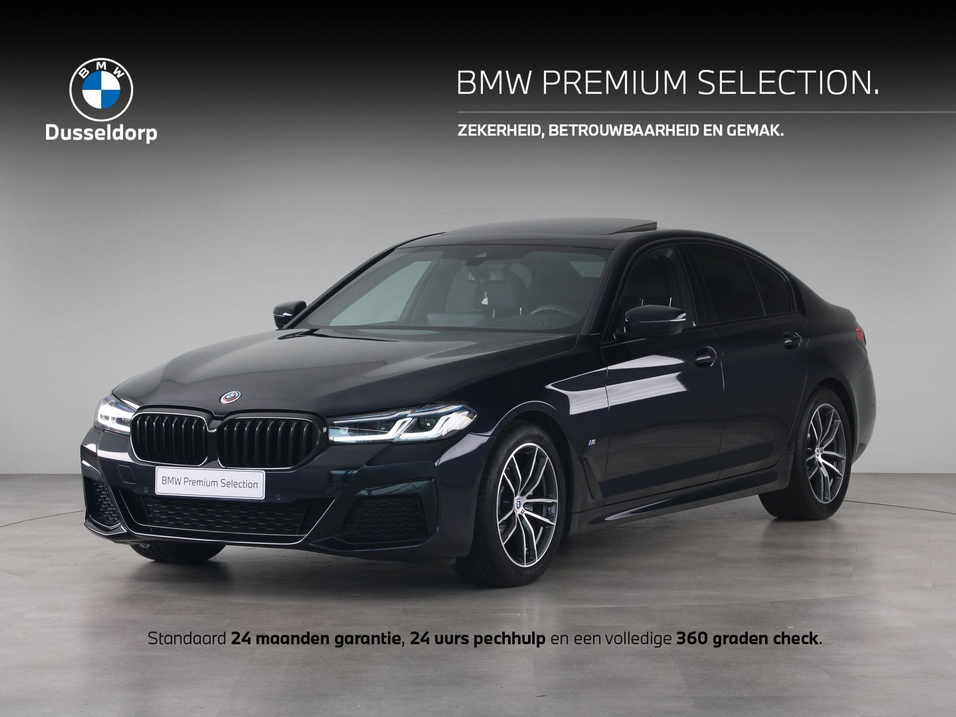 BMW 5 Serie 520i Business Edition Plus M Sport (bj 2023), Auto's, Achterwielaandrijving, 4 cilinders, Overige brandstoffen, Zwart