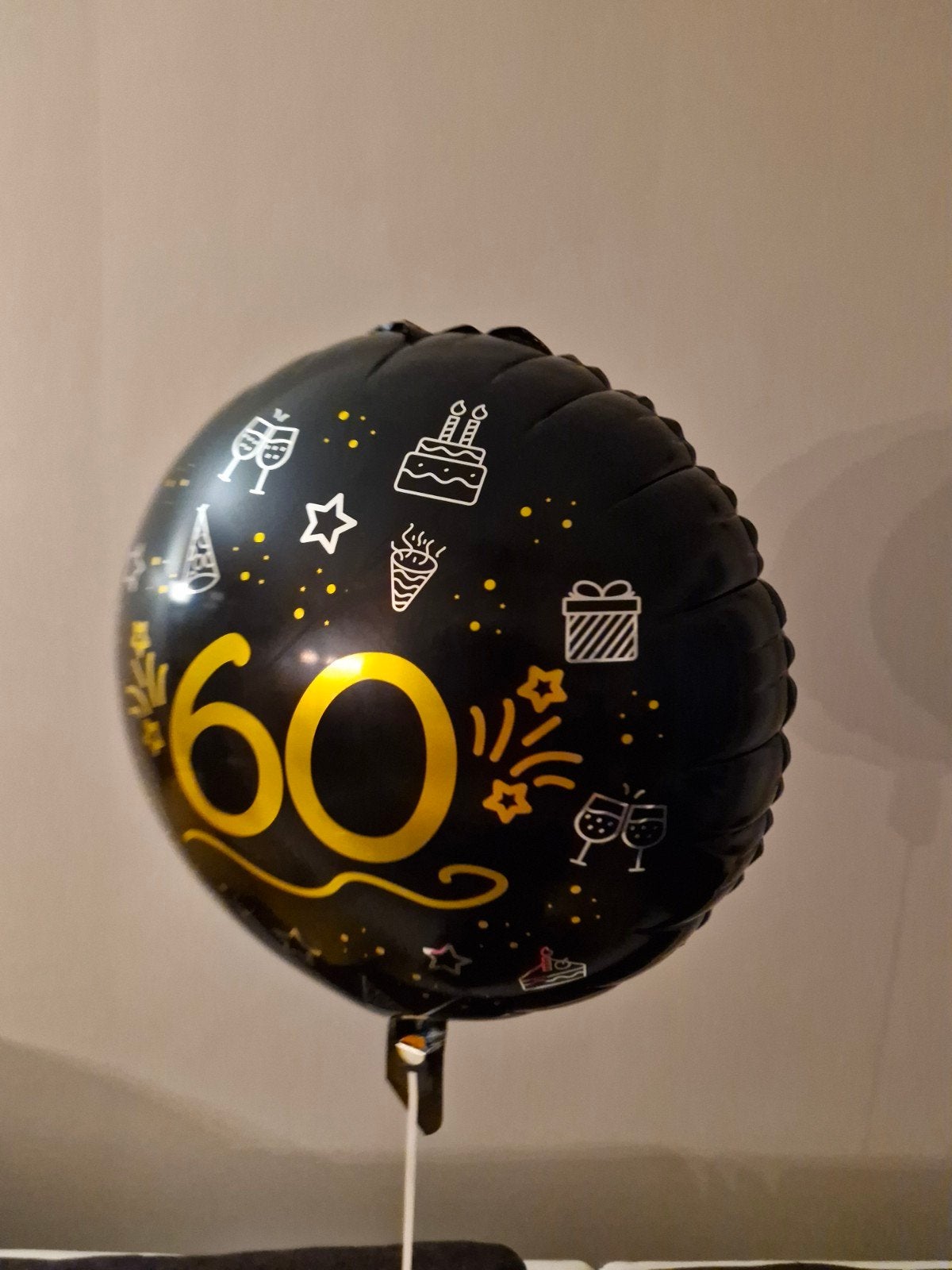 60 Jaar (Verjaardag) Folieballon Zwart Goud, Ophalen, Nieuw, Versiering, Verjaardag