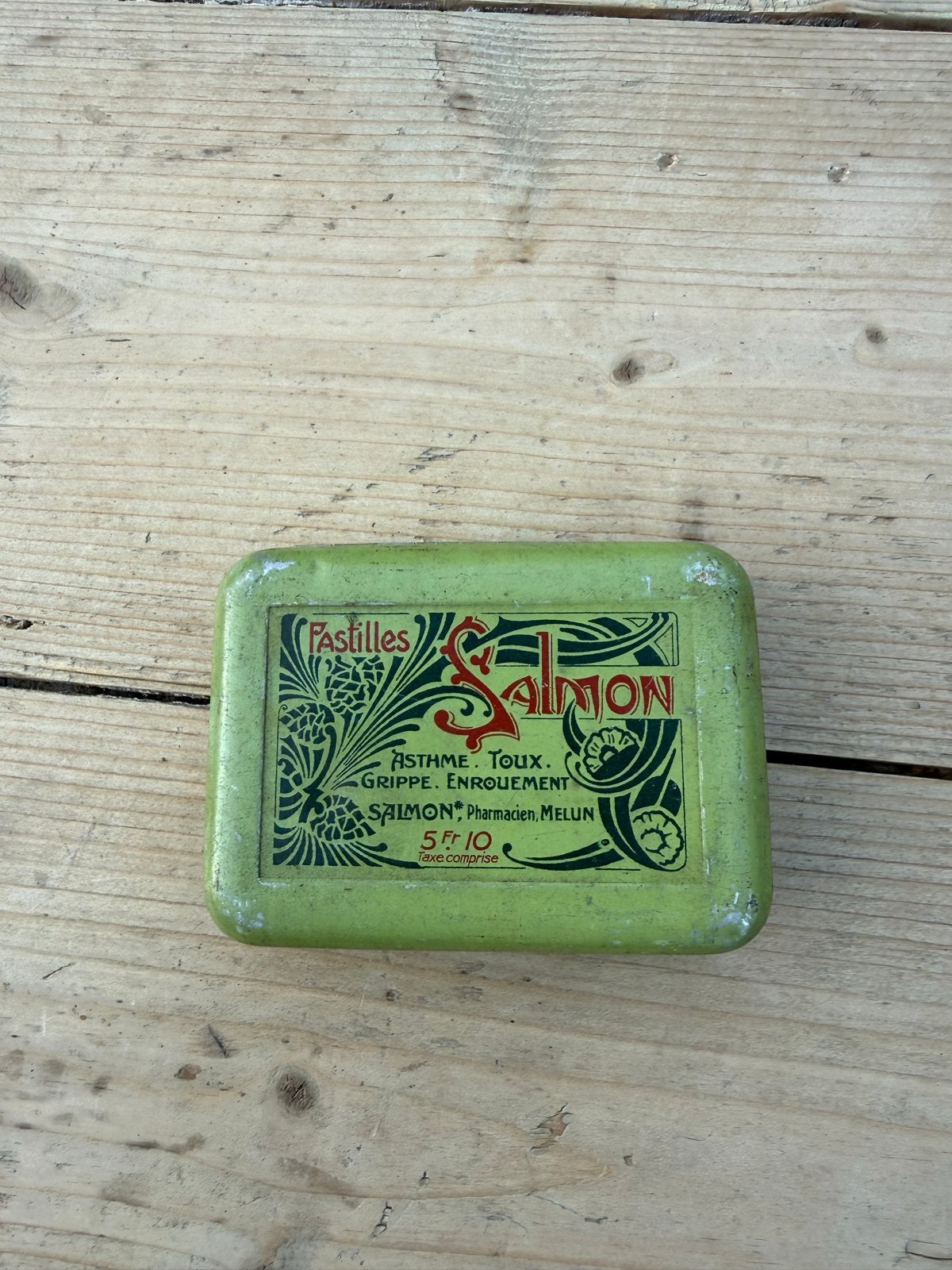 Vintage Blikje 'Pastilles Salmon' - Groen, Verzamelen, Blikken, Ophalen, Gebruikt, Overige, Overige merken