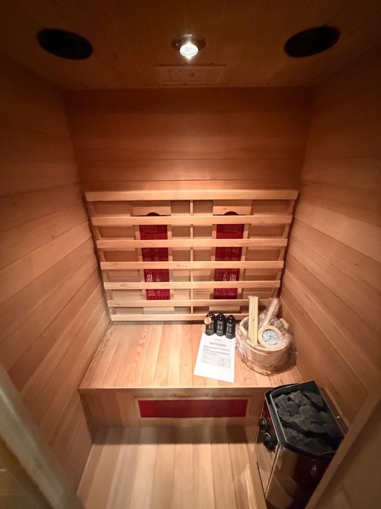 Combi Sauna (Infrarood + Fins) - GRATIS BEZORGD + GEMONTEERD, Sport en Fitness, Sauna, Ophalen of Verzenden, Zo goed als nieuw