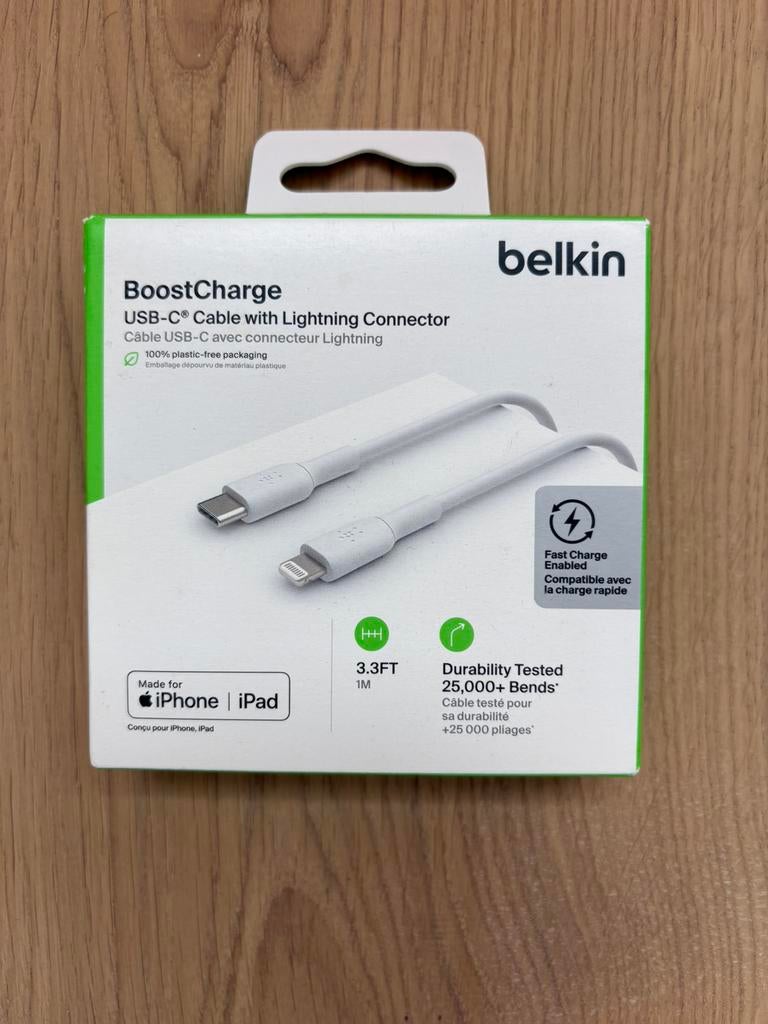 Belkin boostcharge usb-c naar ligthning, Telecommunicatie, Verzenden, Nieuw, Apple iPhone