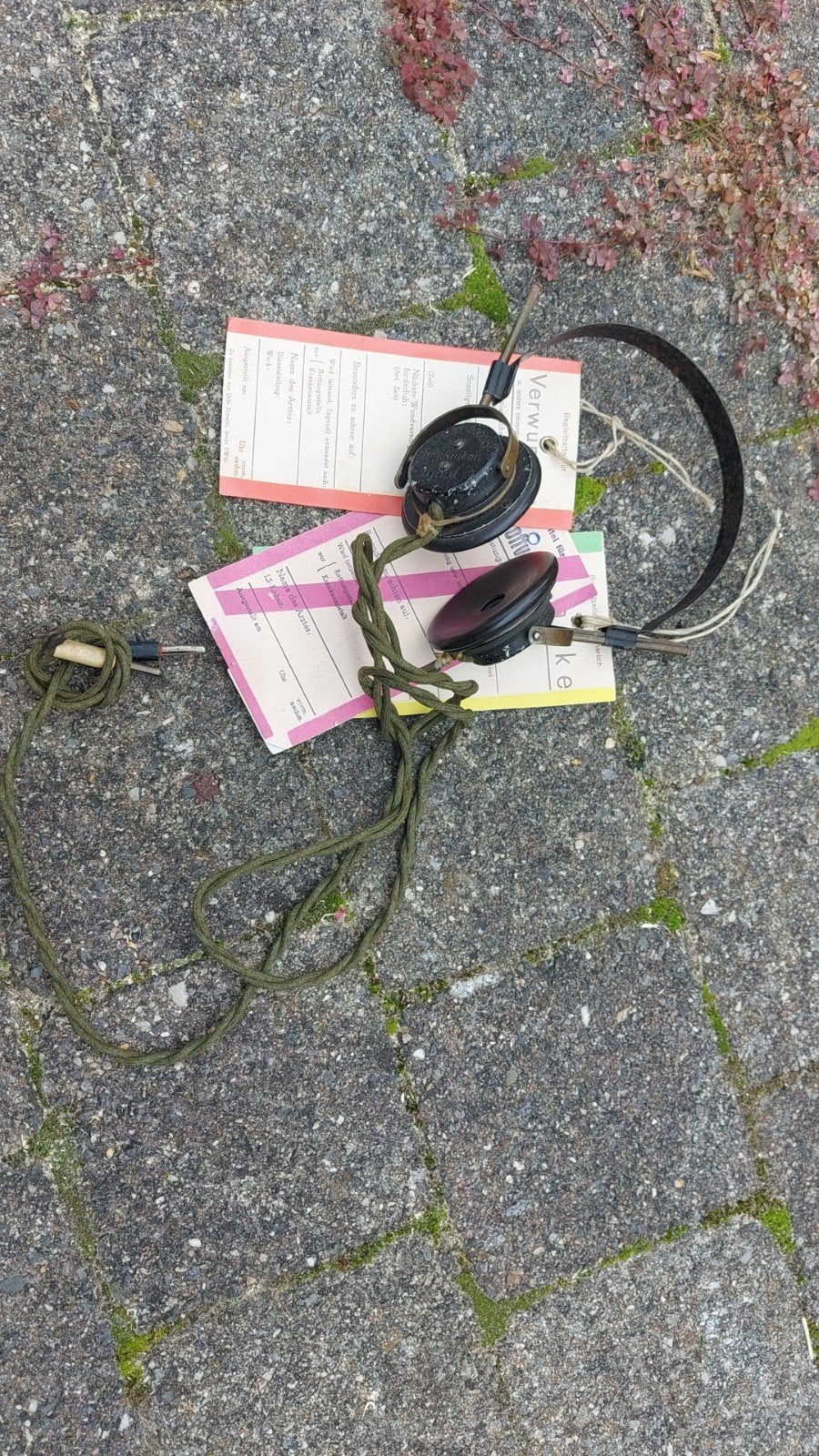 Duitse wehrmacht funk koptelefoon en wundzettel sanitater, Verzamelen, Ophalen of Verzenden, Duitsland