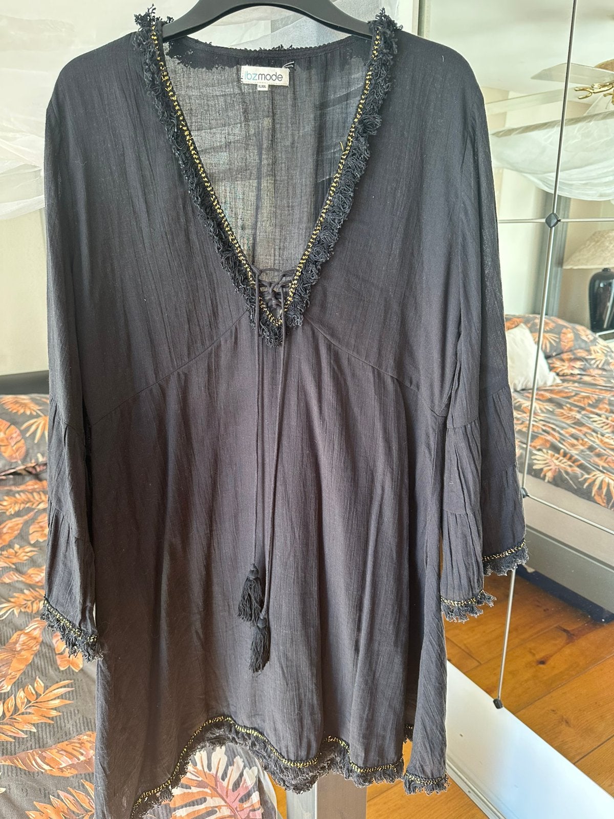 Zwarte ibiza , Boho , Bohemian tuniek 42, Ophalen of Verzenden, Nieuw, Maat 42/44 (L), Zwart
