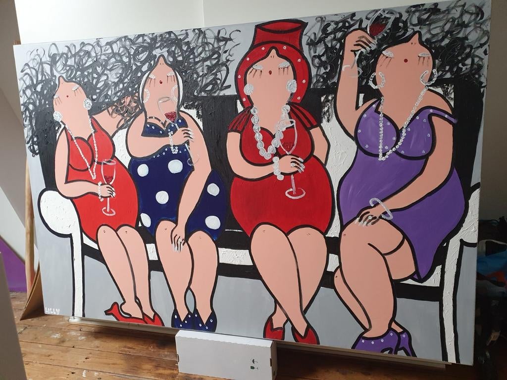Groot schilderij "Dikke dames" van Lilly, Ophalen