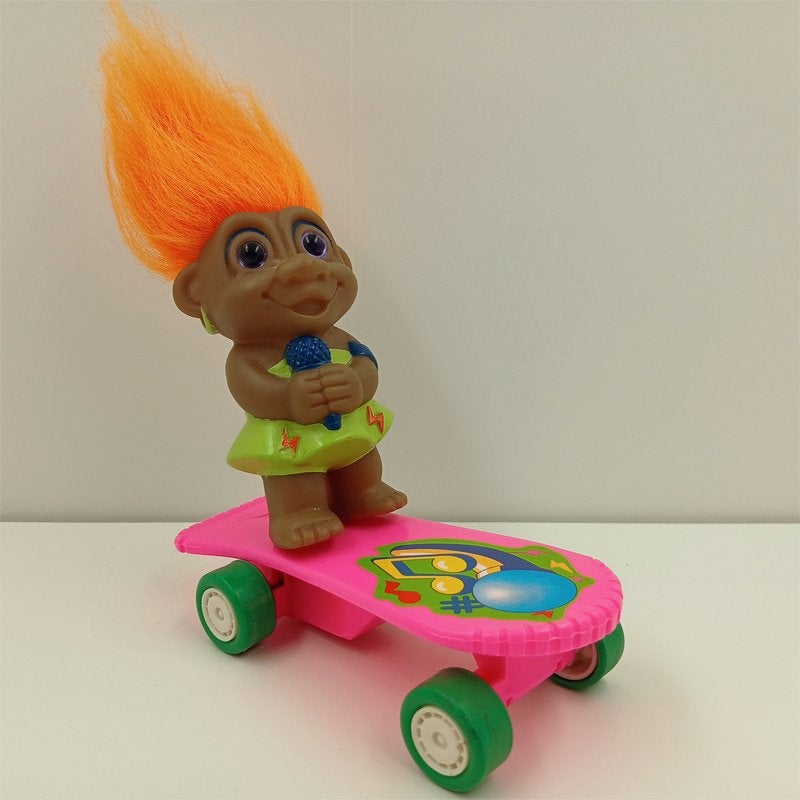 Good Luck Trolls Pull-N-Go Skateboard Singer Troll 1990s, Ophalen of Verzenden, Zo goed als nieuw