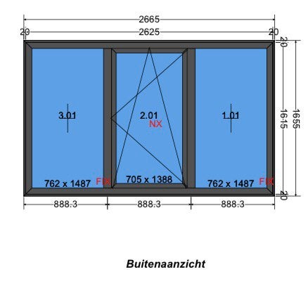 Gloednieuw antraciet kunststof kozijn met triple glas, Ophalen, Kunststof, Nieuw, Raamkozijn
