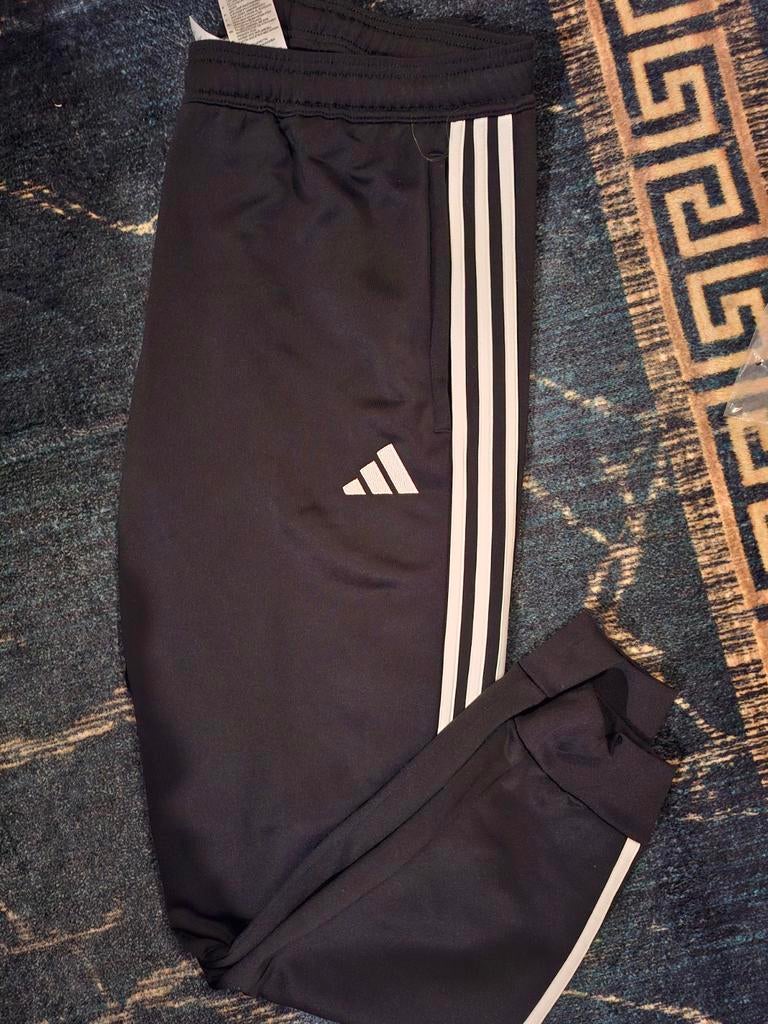 Adidas Trainingsbroek Zwart met Witte Strepen, Maat 52/54 (L), Verzenden, Zwart, Zo goed als nieuw