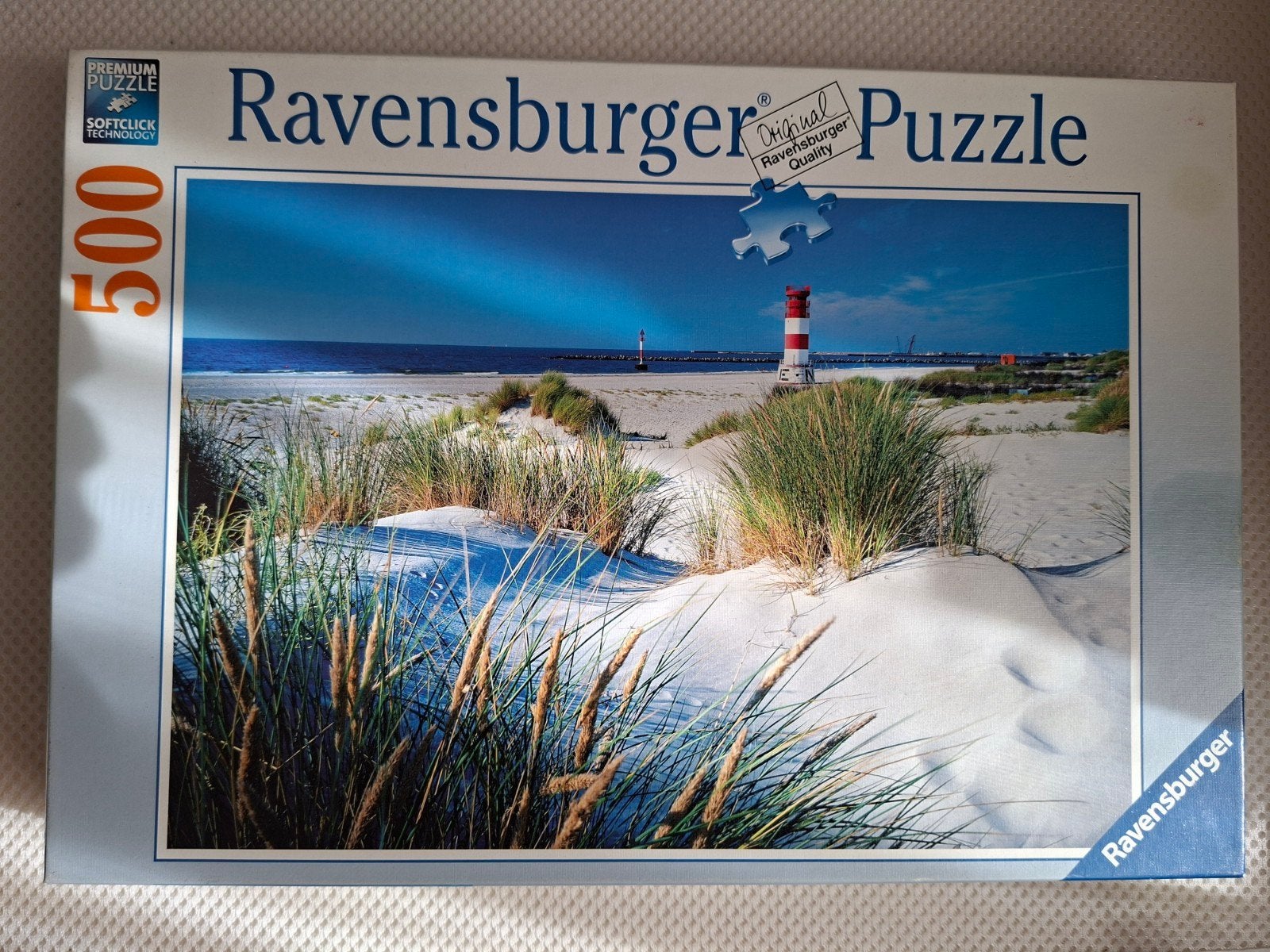 Ravensburger Legpuzzel 500 stukjes - Strand met vuurtoren, Ophalen of Verzenden, 500 t/m 1500 stukjes, Zo goed als nieuw, Legpuzzel