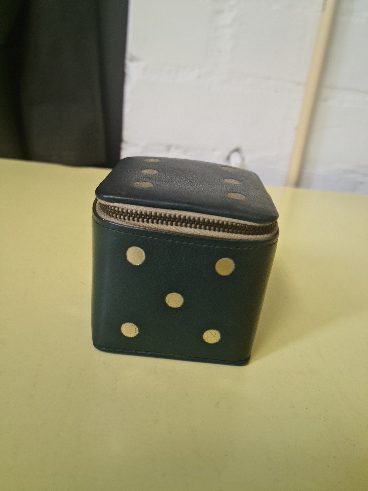Vintage dobbelsteen bewaarbox doosje met rits, Ophalen of Verzenden