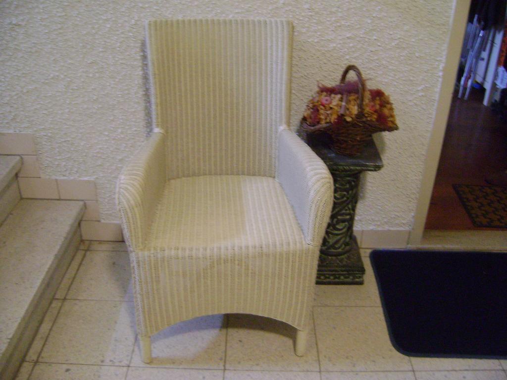 Lloyd Loom Original witte rieten stoel met armleuning, Ophalen, Minder dan 50 cm, Minder dan 75 cm, Nieuw