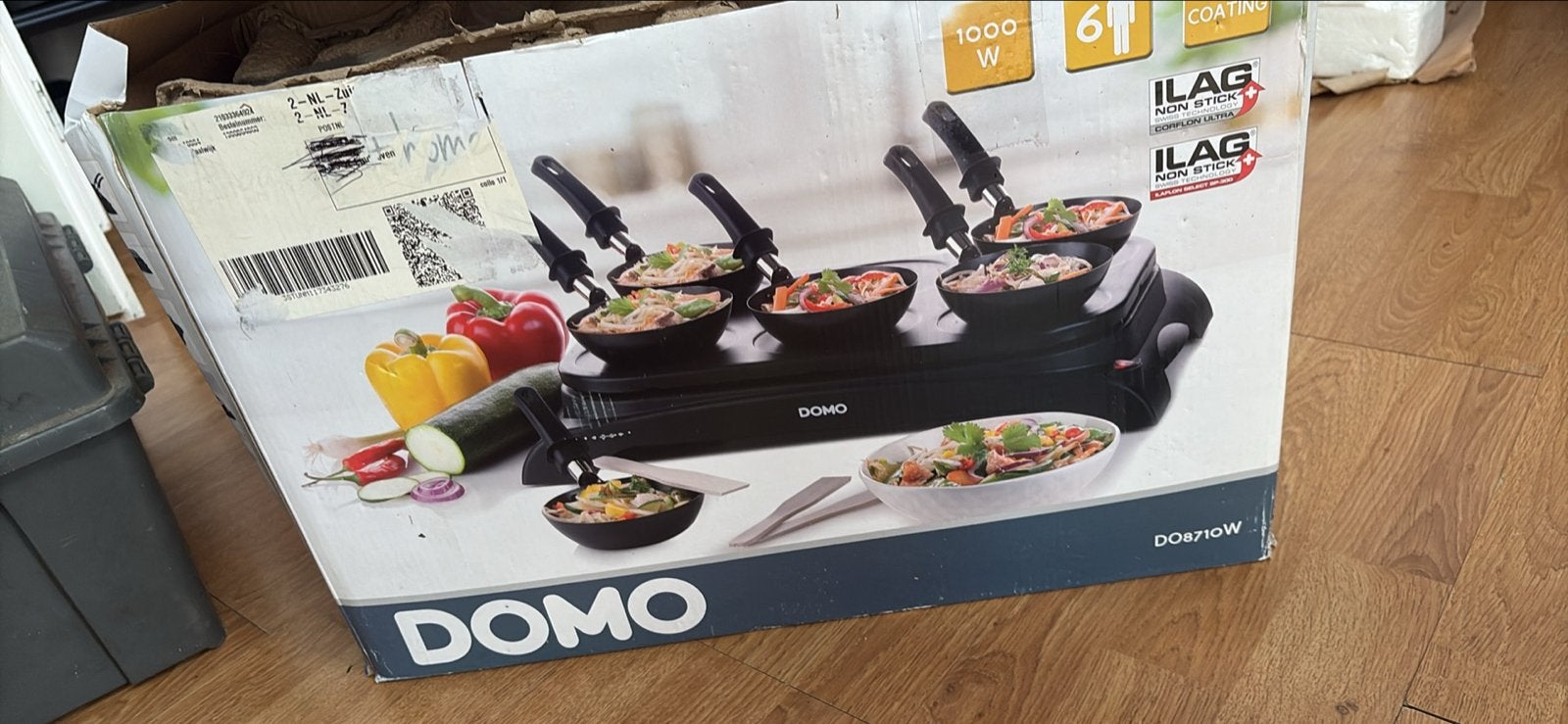Domo Raclette Gourmetstel DO8710W - 6 personen, 1000W, Ophalen, Nieuw