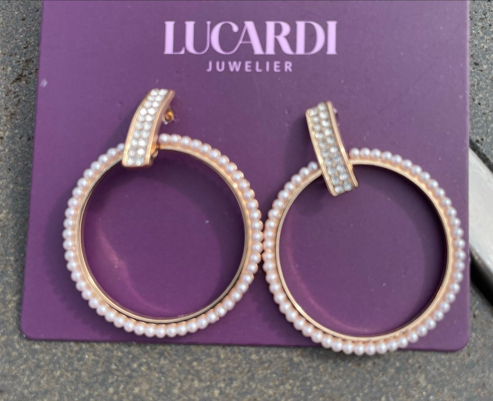Lucardi Oorbellen met parels en strass, Overige materialen, Hangers, Nieuw, Ophalen of Verzenden
