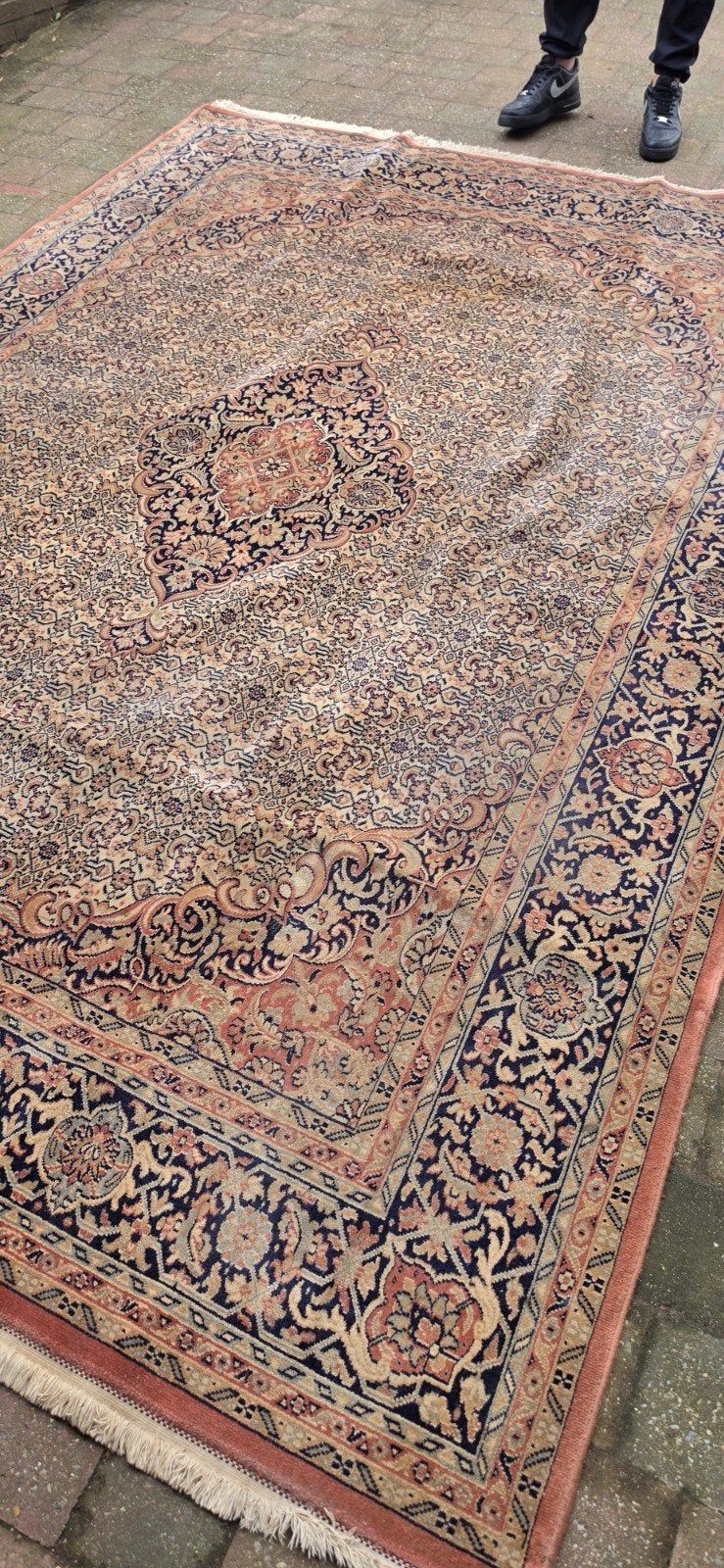 prachtig groot vintage oud roze Perzisch tapijt 300x200, Perzisch, 200 cm of meer, Ophalen of Verzenden, Zo goed als nieuw