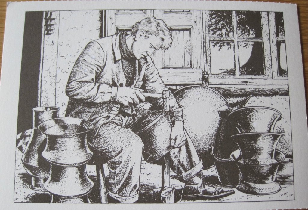 nieuwe ansichtkaart met afbeelding van een koperslager, Ophalen of Verzenden, 1980 tot heden, Ongelopen, Ambachten of Beroep