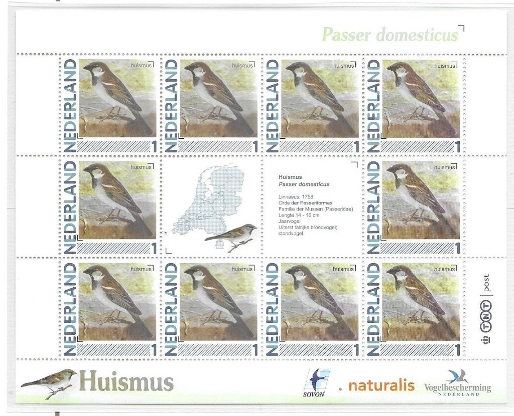 Vel persoonlijke zegels, vogels Huismus postfris, Ophalen of Verzenden, Postfris