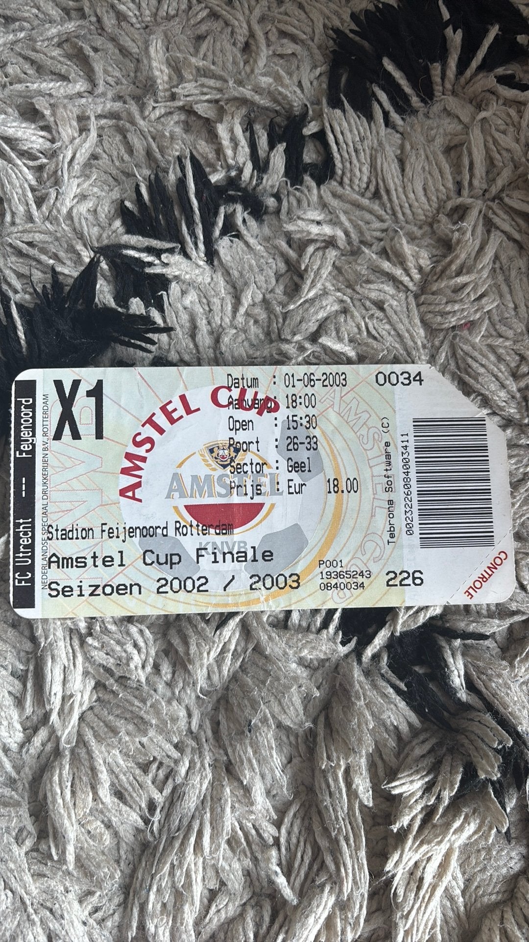Oud stadionticket feyenoord utrecht 2003, Verzenden, Zo goed als nieuw, F.C. Utrecht