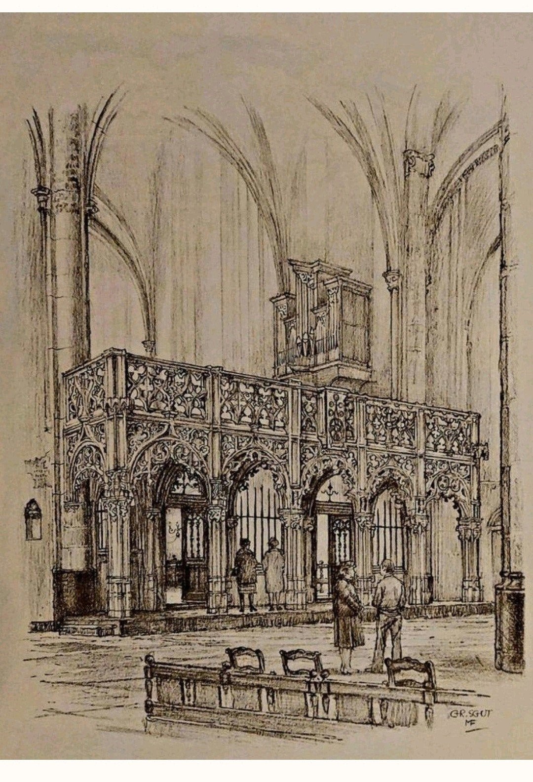 Amersfoort ... Oxaal v/d Sint Joriskerk ... C.J.Th. Schut., Antiek en Kunst, Ophalen of Verzenden