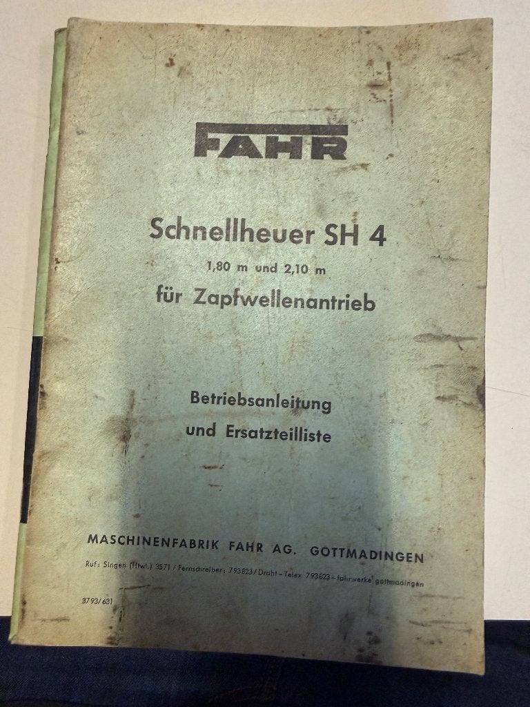Handleiding en onderdelen lijst fahr sh4, Ophalen of Verzenden