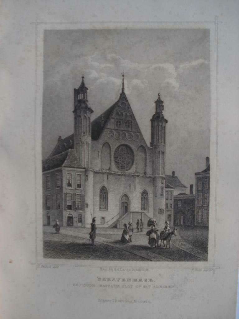 52 /'s Gravenhage/ Den Haag Grafelijk Slot Staalgravure 1860, Ophalen of Verzenden