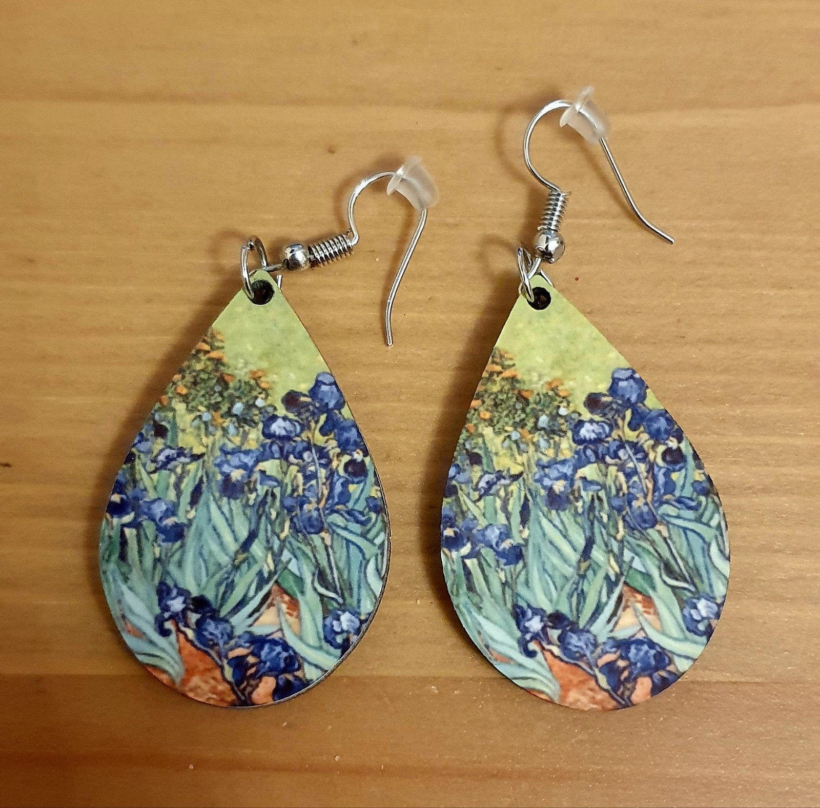 Oorbellen met Van Gogh's Irissen print, Ophalen of Verzenden