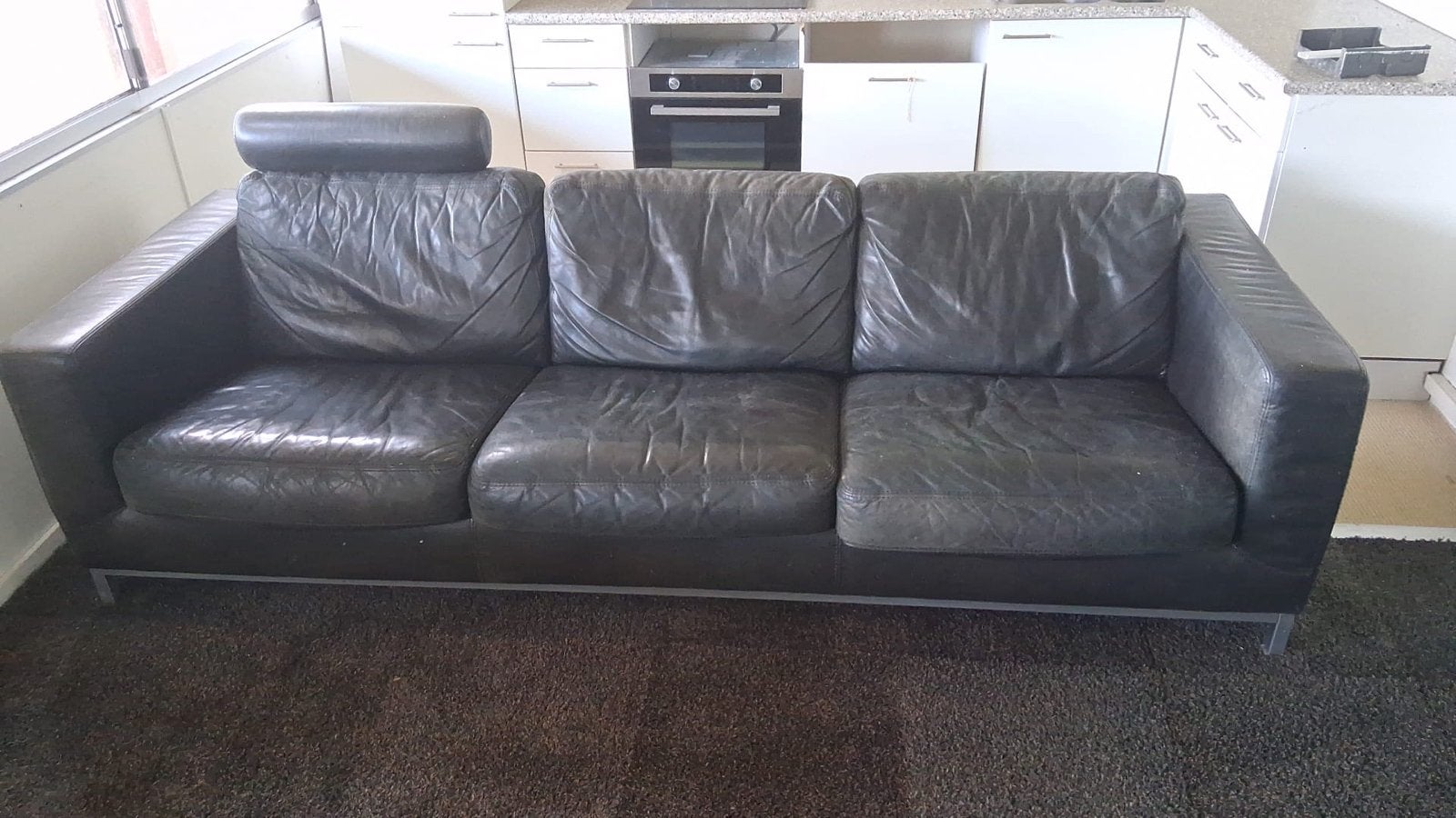 Leren bank - Machalke, Ophalen, 250 tot 300 cm, Gebruikt, Driepersoons