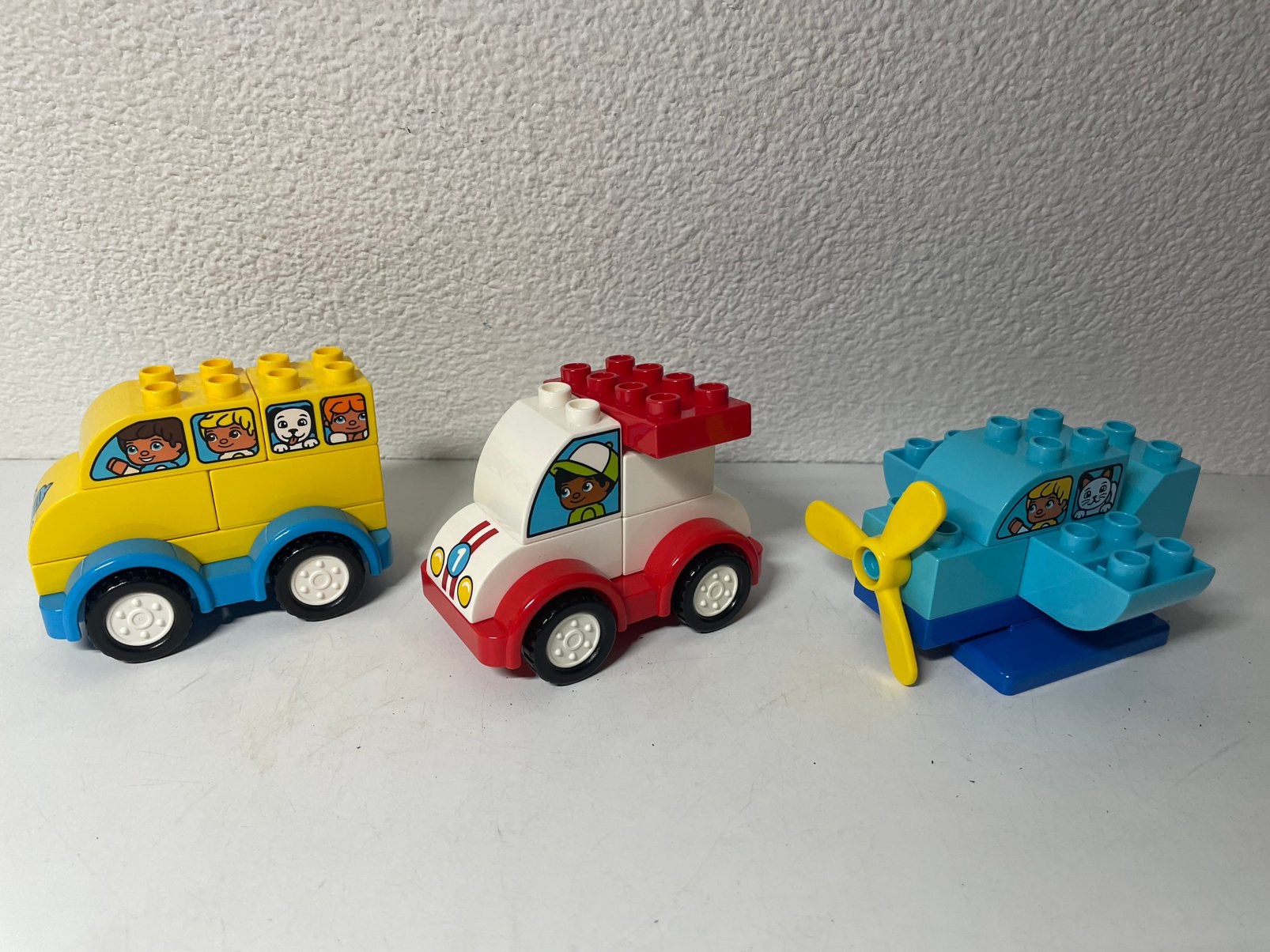 Duplo 10860-10851 Mijn eerste Bus,Racewagen en Helicopter, Ophalen of Verzenden, Zo goed als nieuw, Complete set, Duplo