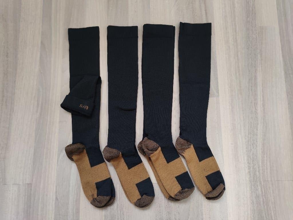 Nieuw, 4 paar compressiekousen, reiskousen, maat S/M (36-40), Sokken en Kniesokken, Zwart, Maat 35 t/m 38, Nieuw