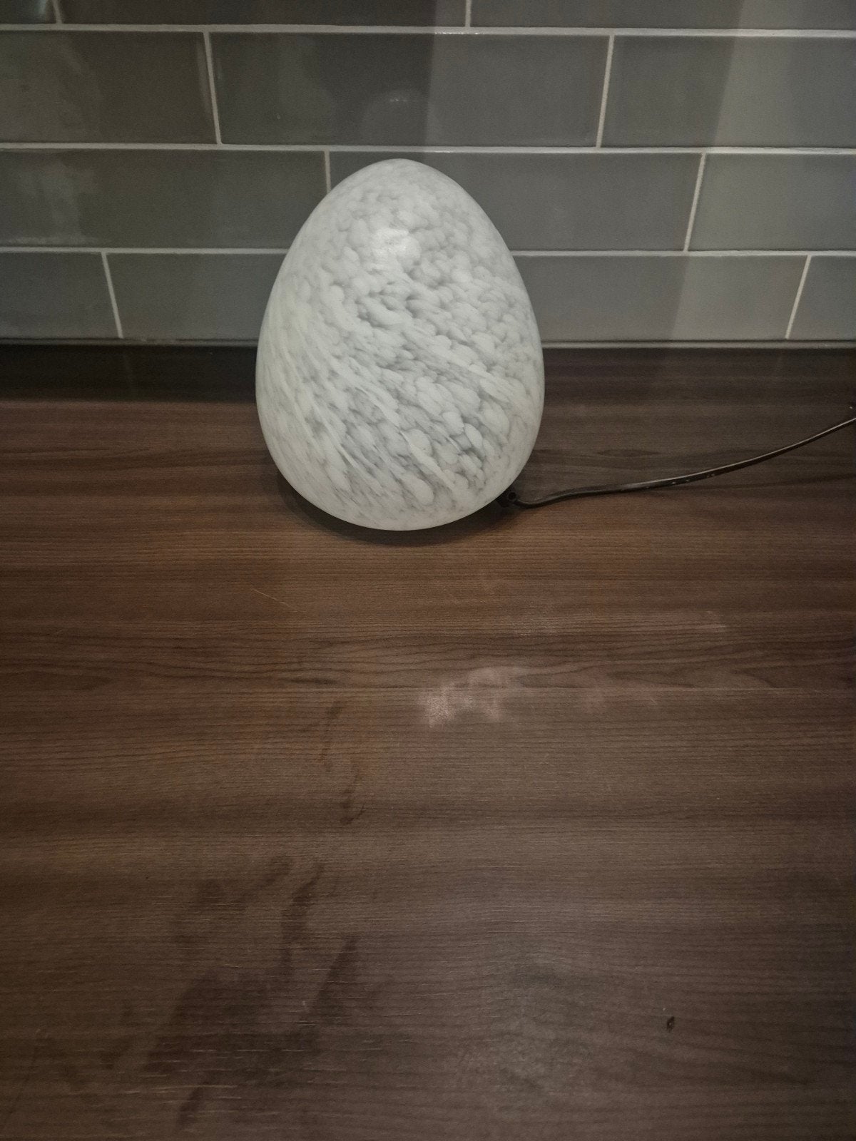 Vintage Glazen Ei Lamp - Gewolkt Glas Jaren '80 - 20cm Hoog, Ophalen of Verzenden