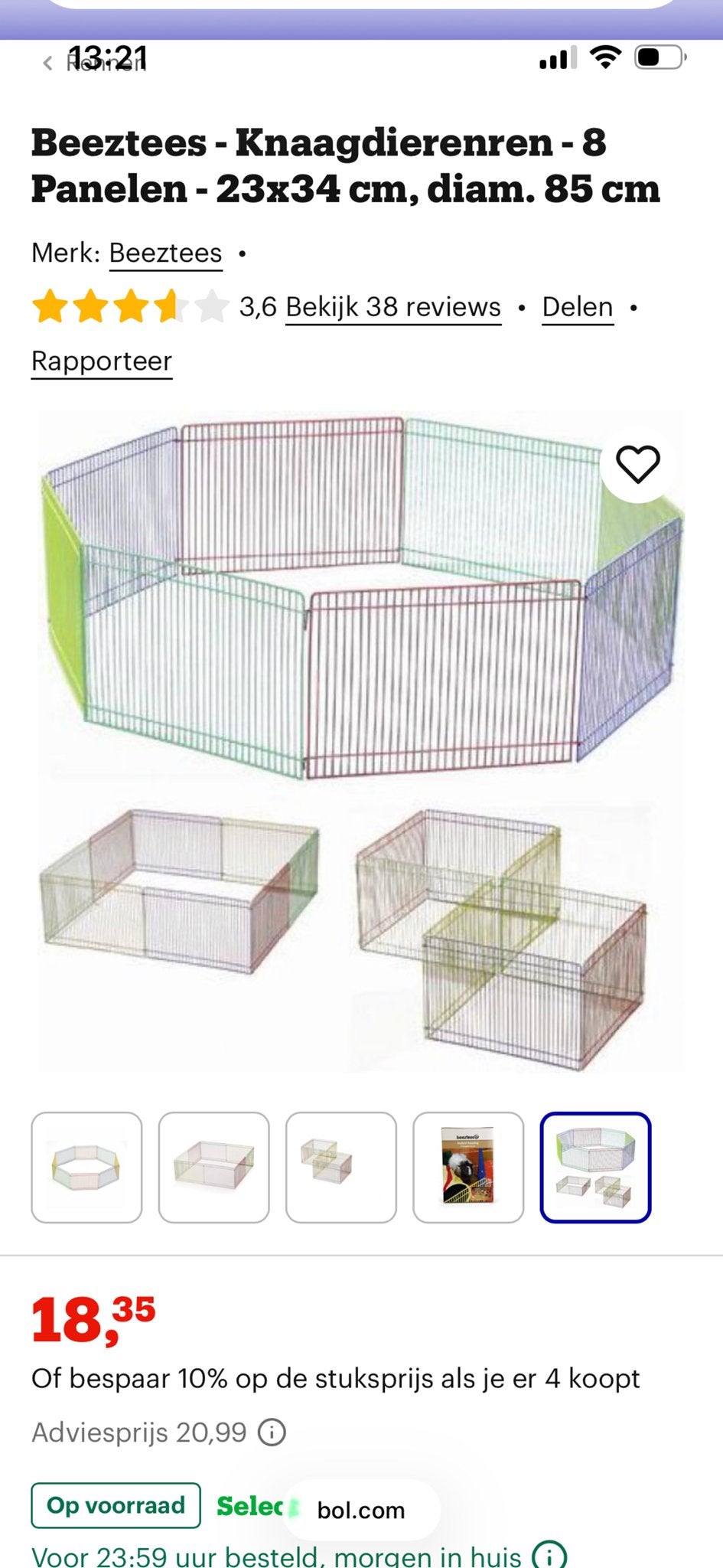 Beeztees - Knaagdierenren - 15 Panelen - 23x34 cm, Dieren en Toebehoren, Knaagdieren, Cavia, Geslacht onbekend, Januari, Tam