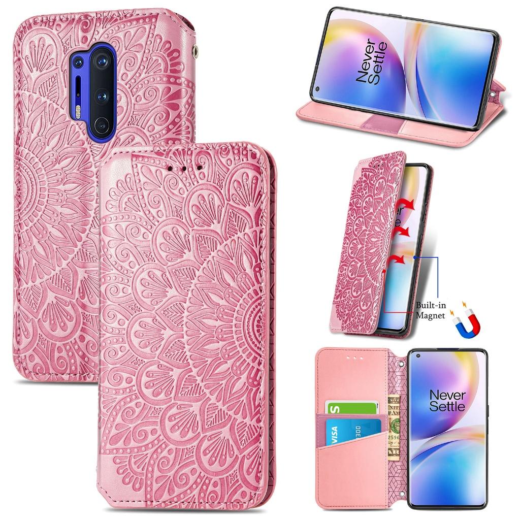 Luxe PU Lederen Wallet Case Set voor OnePlus 8 Pro _RozeGoud, Verzenden, Nieuw, Hoesje of Tasje