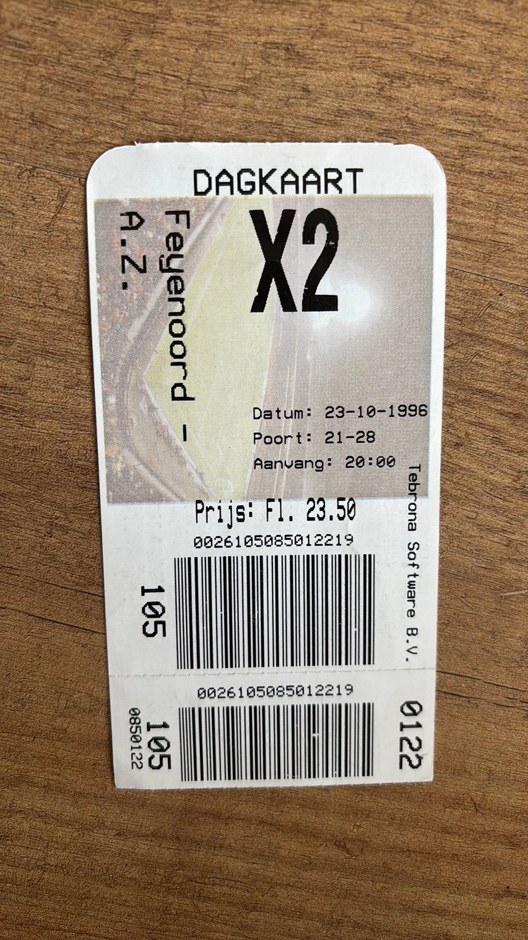 Oud stadionticket feyenoord az 1996, Ophalen of Verzenden, Zo goed als nieuw, Feyenoord