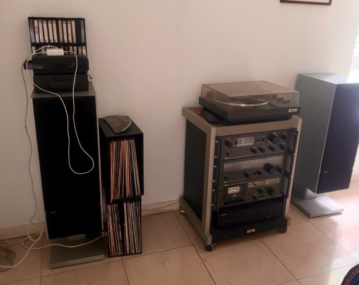 Vintage Akai Stereo Set met B&W Speakers en Platenspeler, Ophalen, Gebruikt, Cassettedeck, Losse componenten