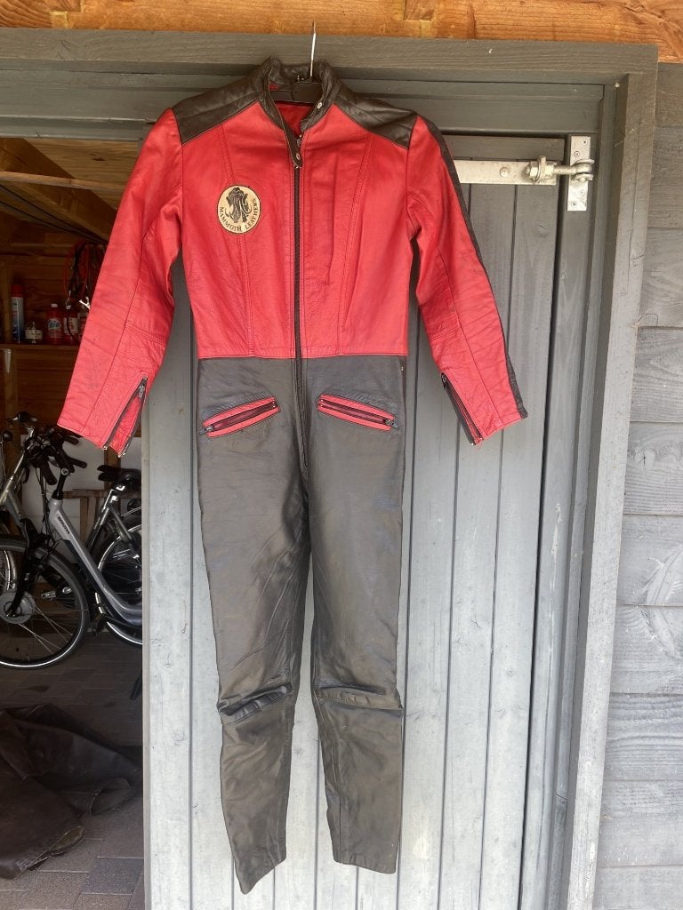 Vintage leren motorpak merk Mammoth; (dames)maat 38, Ophalen of Verzenden, Tweedehands, Dames, Combipak