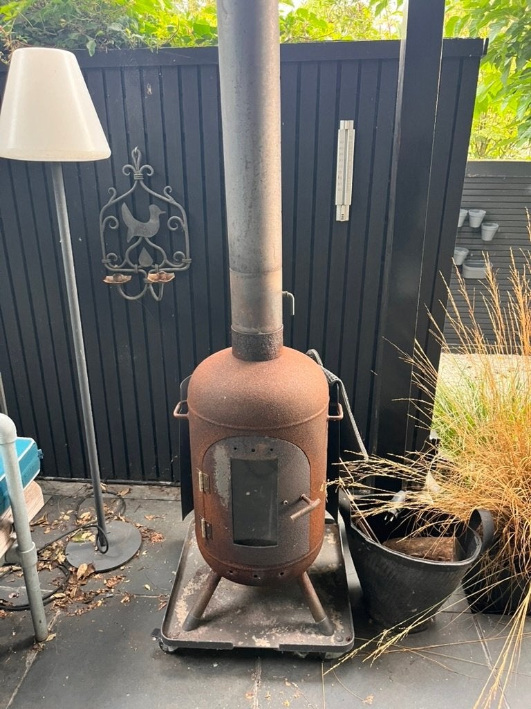 Burnies houtkachel met afvoer voor in de tuin, Ophalen, Gebruikt, Vrijstaande haard, Houthaard