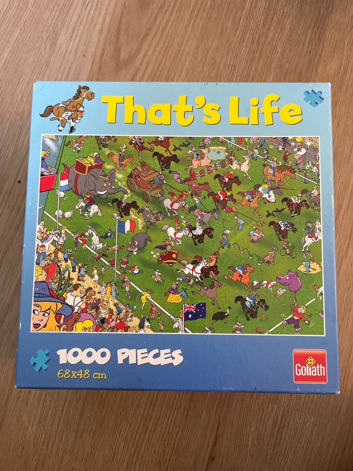 Goliath That's Life Legpuzzel paardenrennen - 1000 stukjes, Ophalen of Verzenden, 500 t/m 1500 stukjes, Gebruikt, Legpuzzel
